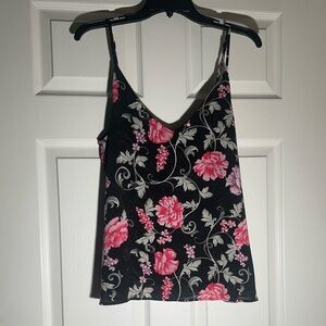 Cotton On Black Cami with Pink Floral Print